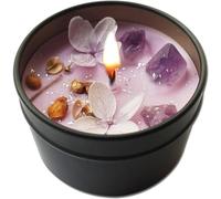 Bougie lavande BelugaDesign | Esthétique parfumé violet intégré pétales de cristal relaxant pot en étain décor à la maison | Cire de soja naturelle d'aromathérapie pour femmes, idées cadeaux