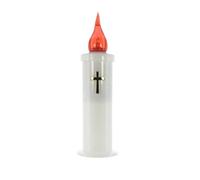 Bougie LED avec croix dorée et flamme rouge - Bougie électrique - Culte Chrétien en Plastique