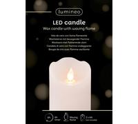 Bougie LED avec minuterie 7,5x10cm cire rustique blanche blanc chaud