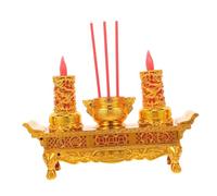 Bougie LED Bouddhiste Chinoise Rétro en Plastique, Lampe D'autel | Style Chinois Artistique, Usage Domestique et Culte, Finition Or, Ambiance Chaleureuse, pour Festivals