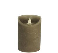 Bougie LED cire véritable avec minuterie mèche vacillante Taupe hauteur 10cm
