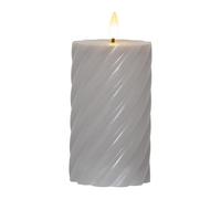 Bougie LED cire véritable Flamme Swirl vacillante gris-brun 15cm