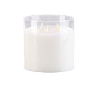 Britesta Bougie LED 3 mèches - Cire véritable - Photophore en verre - Blanc