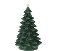 Bougie LED en forme de sapin (vert) - hauteur env. 19 cm - pile / minuterie