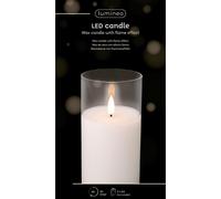 Bougie LED en verre avec minuterie 7,5x15cm cire blanche / blanc chaud