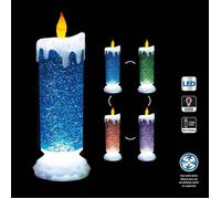 Bougie LED - FEERIC LIGHT & CHRISTMAS - Chandelle Pailletée - 24 cm - Couleurs Variées - Intérieur