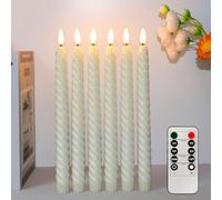 Bougie Led Flamme Vacillante,Lot De 6 Bougies Led Sans Flamme,Bougies CôNes à Piles Avec TéLéCommande Et Minuterie,Effet RéAliste,DéCoration Pour Mariage,NoëL,Halloween,IntéRieur - Beige