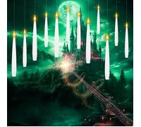 Bougie LED Flottante avec Baguette Télécommande Lumière Chaude Vacillante Beige Lot de 12PCS pour Maison Église Halloween Noël