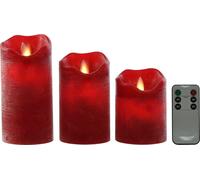 Bougie LED Home ESPRIT rouge 26,5 x 8 x 17 cm (3 pièces)
