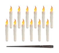 Bougie LED, Lot de 12 bougies magiques à suspendre avec baguette, bougies flottantes, lumières chaudes vacillantes, sans flamme pour Pour Halloween, Noël, décoration d'intérieur, fête de mariage