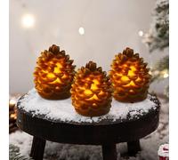 Bougie LED, lumière de bougie de pomme de pin, bougie de pomme de pin décoration, Bougies sans flamme, Fonctionne avec piles, Pour décoration de Noël,décoration de maison (A2,3PCS)
