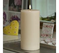 Bougie LED MIA - cire véritable - flamme 3D réaliste - H : 20cm D:10cm - fonctionne avec piles - crème