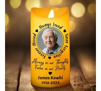 Bougie LED sans Flamme Personnalisée,Photo Personnalisée,Bougie Personnalisée,Bougie de deuil,Cadeau pour la Perte de la mère et du père,Cadeau de Noël Bougie