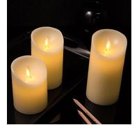 Bougie Led Vacillante - Pack de 3 - Effet flamme vacillante - Cire de parafine véritable