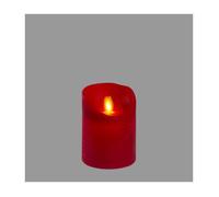Bougie LED vraie Cire Rouge à piles Flamme vacillante H10cm Timer Blanc chaud Lotti