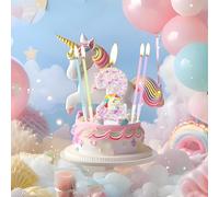 Bougie Licorne Colorée Pour Décoration De Gâteau - Chiffre 8 Rose Brillant - Bougie D'anniversaire Pour Filles Et Bébés - 8e Anniversaire - Fête De Bain Prénatale[Z3690]