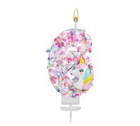 Bougie Licorne Numéro, Paillettes Bougie Anniversaire Numéro Décoration de Gâteau Licorne Décorations d'Anniversaire pour Filles Baby Shower Célébrations à Thème (6)