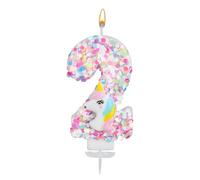Bougie Licorne Numéro, Paillettes Bougie Anniversaire Numéro Décoration de Gâteau Licorne Décorations d'Anniversaire pour Filles Baby Shower Célébrations à Thème (2)