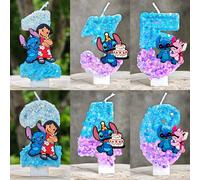 Bougie Lilo & Stitch Numéro 0-9, Décoration de gâteau d'anniversaire, Décoration de fête d'anniversaire, Décoration de baby shower, Cadeau B 8