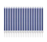 Bougie Longue Chandelle, Bleu Bougies d'Anniversaire avec Support Bougies Gâteau pour la Décoration Fête Mariage d'Anniversaire(24 Pièces)