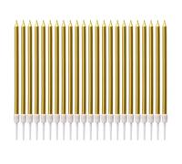 Bougie Longue Chandelle, Or Bougies d'Anniversaire avec Support Bougies Gâteau pour la Décoration Fête Mariage d'Anniversaire(24 Pièces)