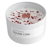 Bougie LÜM Métal Blanc 160G - Bougie Parfumée Artisanale Fleurie - Cire de Soja 100% Végétale - 40H de combustion - Mèche en Bois - Pétales de Fleurs Séchées - Fait Main en France (Fleur de coton)