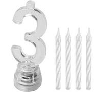Bougies lumineuses LED chiffre 3 - Blanc - Taille Unique