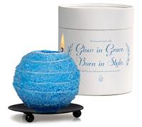 Bougie lumineuse en spirale sur base en métal, bougie en cire de soja bleue de 11,4 cm, combustion de 4 h, bougie décorative non parfumée pour décoration d'intérieur et présentation dans une boîte