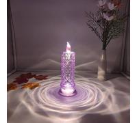 Bougie lumineuse LED en cristal, sans flamme à piles, bougies romantiques en verre, pour Saint-Valentin, anniversaire, mariage et Noël (violet, 1 pièce)