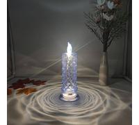 Bougie lumineuse LED en cristal, sans flamme à piles, bougies romantiques en verre, pour Saint-Valentin, anniversaire, mariage et Noël (bleu, 1 pièce)