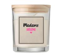 Bougie Madame Hélène | Candle | Idée Cadeau Anniversaire Fête Original Famille Travail Départ Collègue Retraite Noël (Rose)