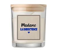 Bougie Madame la directrice | Candle | Idée Cadeau Anniversaire Fête Original Famille Travail Départ Collègue Retraite Noël (Bleu)