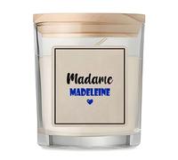 Bougie Madame Madeleine | Candle | Idée Cadeau Anniversaire Fête Original Famille Travail Départ Collègue Retraite Noël (Bleu)