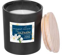 Bougie MagicHome, 8x11,3 cm, verre mat, parfum, jasmin, noir