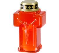 Bougie MagicHome, croix, LED, pour tombe, rouge, 2xAA, 15,3x6,8 cm, (2xAA incl.)