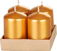 Bougie MagicHome Noël, 4x6 cm, cylindrique, paquet de 4, or, effet métallique, Avent