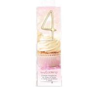 Bougie magique 17,5 cm - chiffre 4 Doré