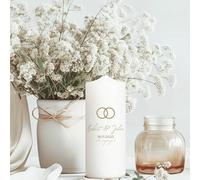 Bougie Mariage personnalisée motif Alliances - Cierge Mariage avec prénoms et date - Bougie imprimée - Cadeau de mariage - avec bougie invité - 18 x 7 cm