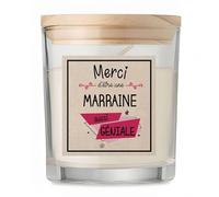 Bougie Marraine Merci Géniale | Candle | Idée Cadeau Tata Tante Original Anniversaire Fête Famille Amour Noël