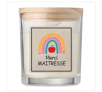 Bougie Merci Maitresse Arc en Ciel| Cadeau Remerciement fin d'Années Rentrée des Classes Maternelle Cadeau Professeur Institutrice Prof Noël Collègue Retraite