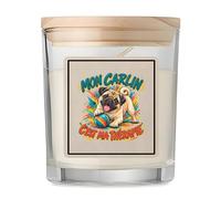 Bougie Mon carlin c'est ma thérapie | Bougie Parfumée en Verre avec Couvercle Bois | Idée Cadeau Homme Femme Anniversaire Noël | Imprimée en Bretagne