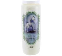 Bougie Neuvaine Animal Totem, Ø 6,5 cm x 18 cm, cire 100% végétale, textes en Français, pour Rituel de Connexion avec les Énergies de la Nature, le Loup