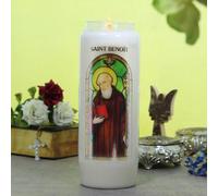 Bougie Neuvaine de Saint Benoît avec prières - Bougie Neuvaine - Culte Chrétien en Cire végétale
