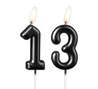 Bougie noire nacrée en forme de chiffre 13, belle décoration de gâteau d'anniversaire noire étincelante pour homme et femme