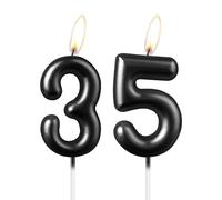 Bougie noire nacrée en forme de chiffre 35, belle décoration de gâteau d'anniversaire noire étincelante pour homme et femme