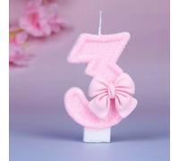 Bougie numérique créative, nouvelle fille, nœud rose, mignon gâteau d'anniversaire de 0 à 9 ans 0