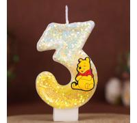 Bougie numérique Winnie l'ourson mignonne numéro 0-9, fournitures de décoration de gâteau d'anniversaire pour enfants, accessoires de fête Anime de dessin animé 3