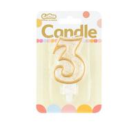 bougie numéro 3 anniversaire contour doré PF-SCZK3