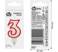 Bougie numéro 3 contour rouge