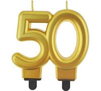 Bougie numéro 50 dorée en finition métallisée - L'accent parfait pour votre anniversaire !